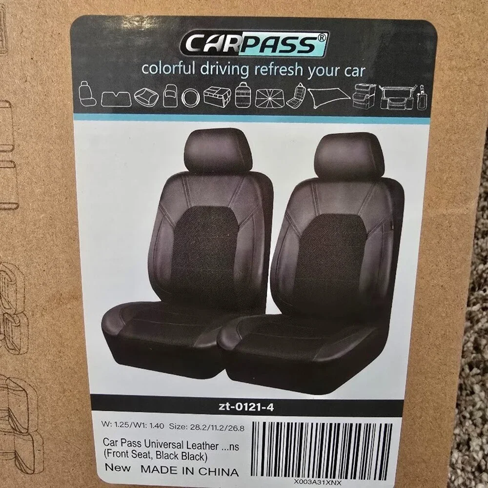 CAR PASS Leather Car Seat Covers Front Seats Only Fits Most Cars,SUVs,Trucks,Van